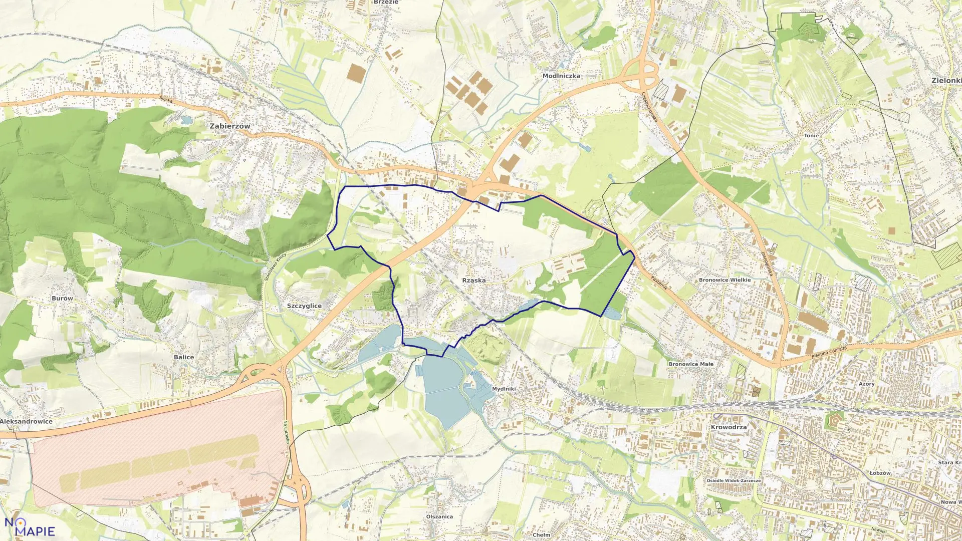 Mapa obrębu Rząska w gminie Zabierzów