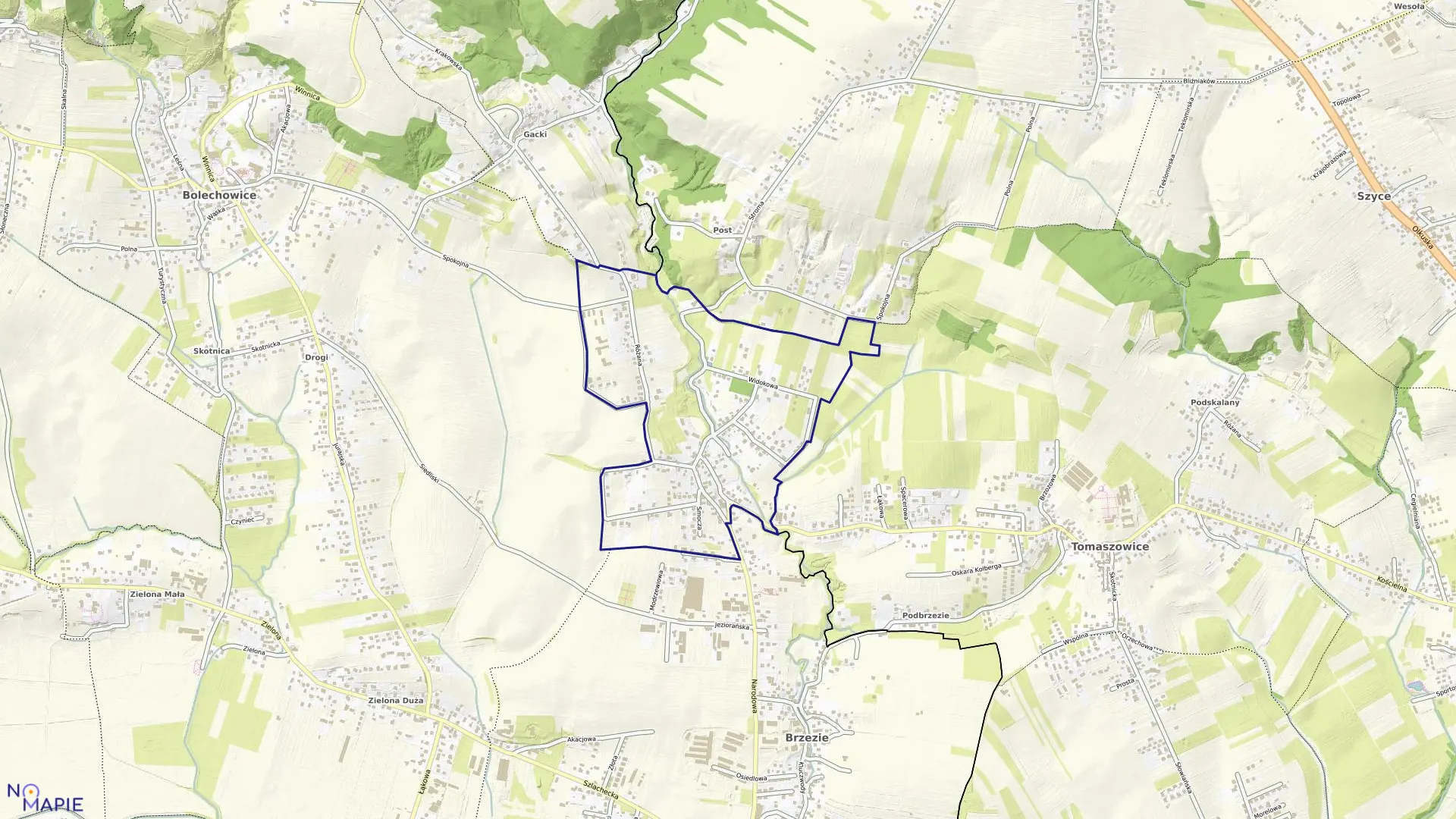 Mapa obrębu Ujazd w gminie Zabierzów