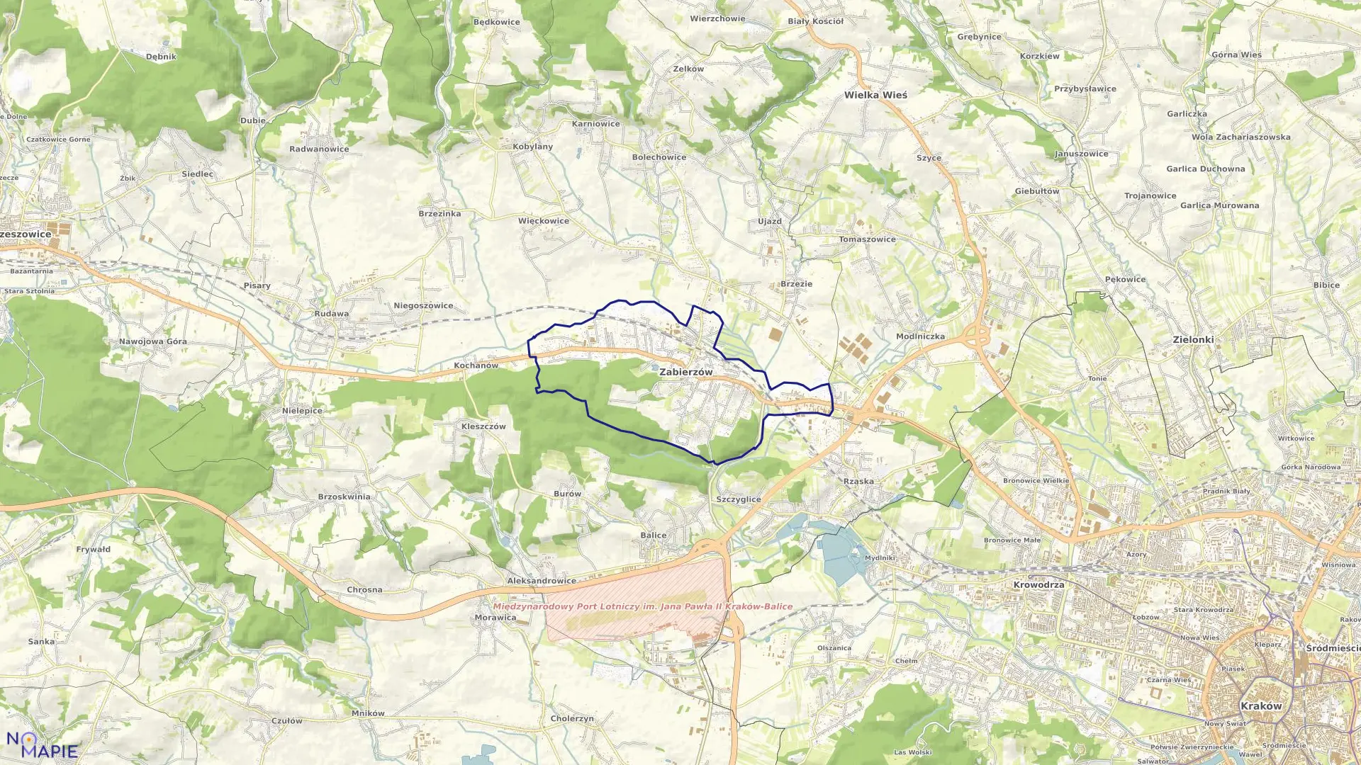 Mapa obrębu Zabierzów w gminie Zabierzów